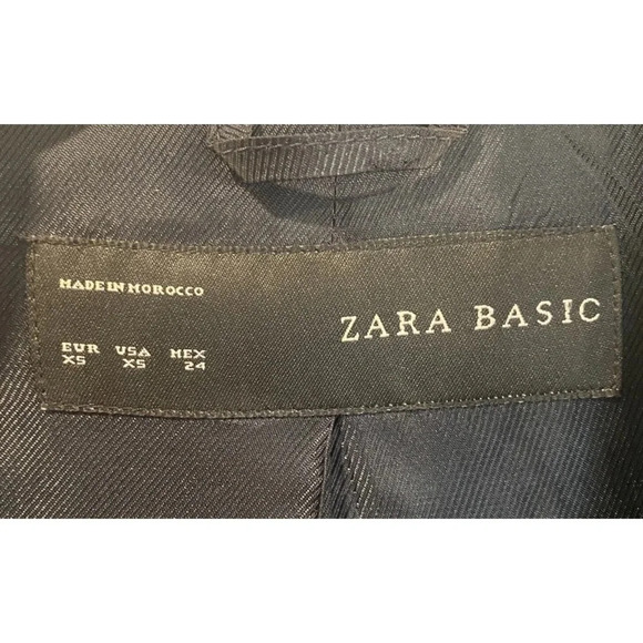 Zara Navy Blue White Polka Dot Lined Blazer Jacket Womens Size‎ XS - Picture 3 of 4